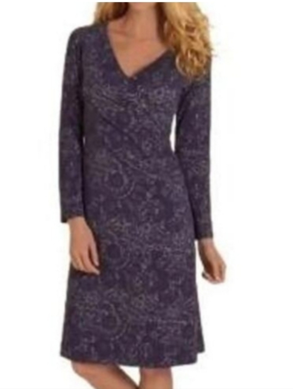 Soft Surroundings Mock Wtap Ruched Midid Dress Paisely